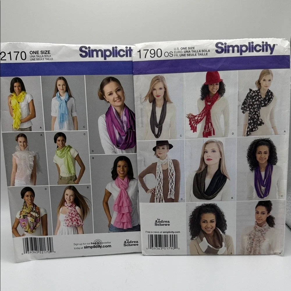 Lot of 2 Simplicity Scarf Patterns #1790 & #2170 Uncut